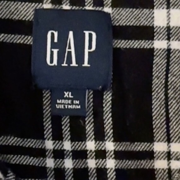 GAP Plaid Flannel Long Sleeve Button Up‎ Shirt women's XL Black White - Picture 6 of 10